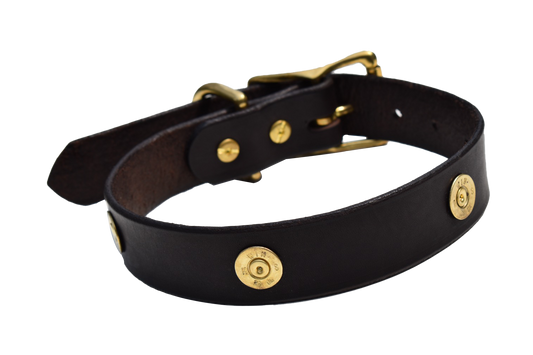 Leather Dog Collar with Shotgun Shells